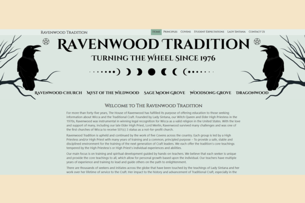 Nonprofit website design project for House of Ravenwood