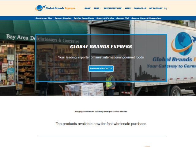 Global Brands Express website homepage screenshot